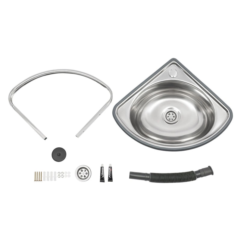 Stainless Steel Wall Mount Corner Bathroom Sink With Overflow For Small Spaces 5