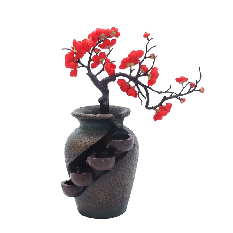 Indoor Water Fountain Flower Vase Tabletop Fountain For Feng Shui Decor 9