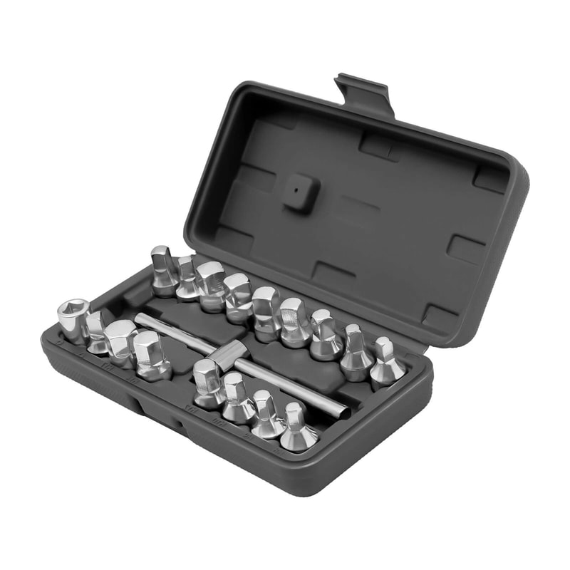 Oil Drain Plug Socket Set With Drive Hex Square Key Removal Tools 11