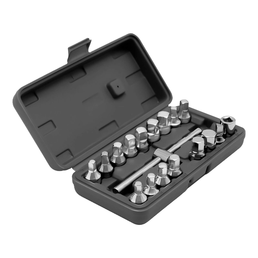 Oil Drain Plug Socket Set With Drive Hex Square Key Removal Tools 12