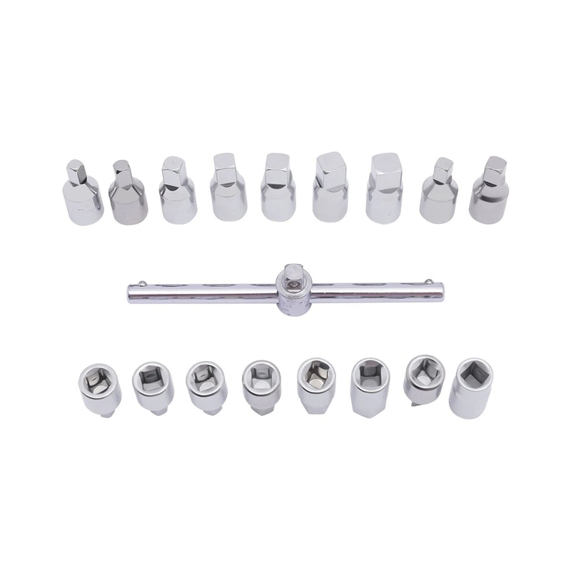Oil Drain Plug Socket Set With Drive Hex Square Key Removal Tools 2