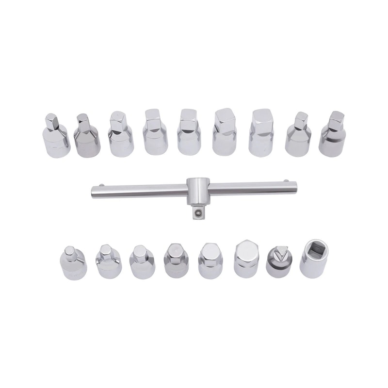 Oil Drain Plug Socket Set With Drive Hex Square Key Removal Tools 4