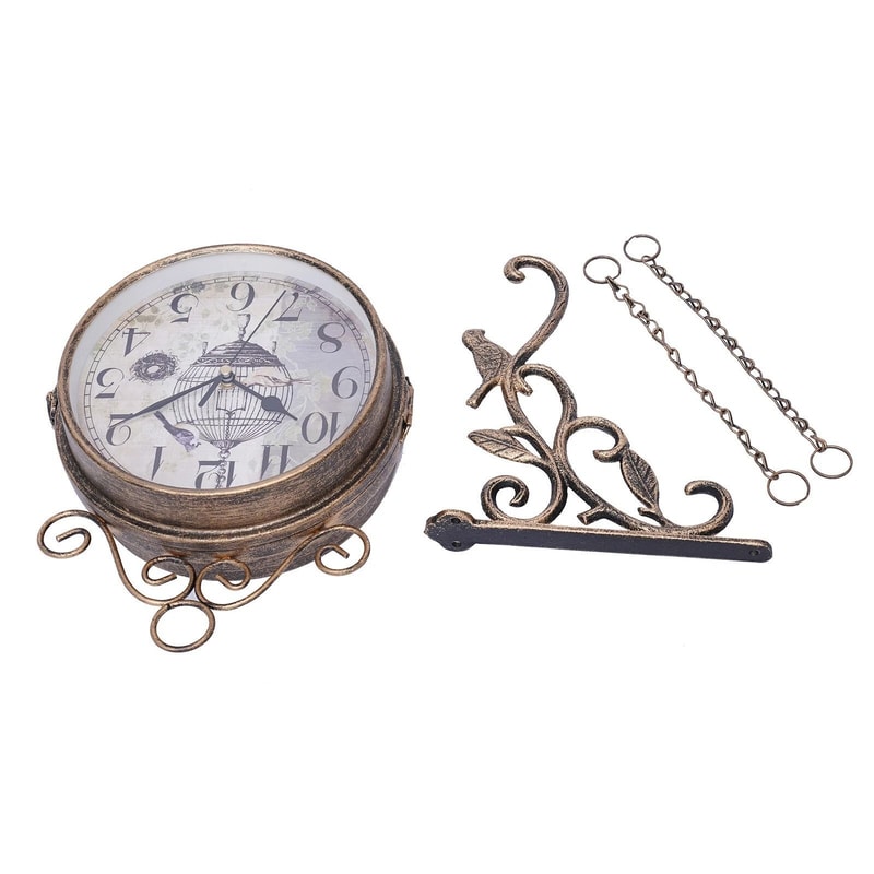 Vintage Double Sided Wall Clock Metal European Hanging Clock For Home Decor 3