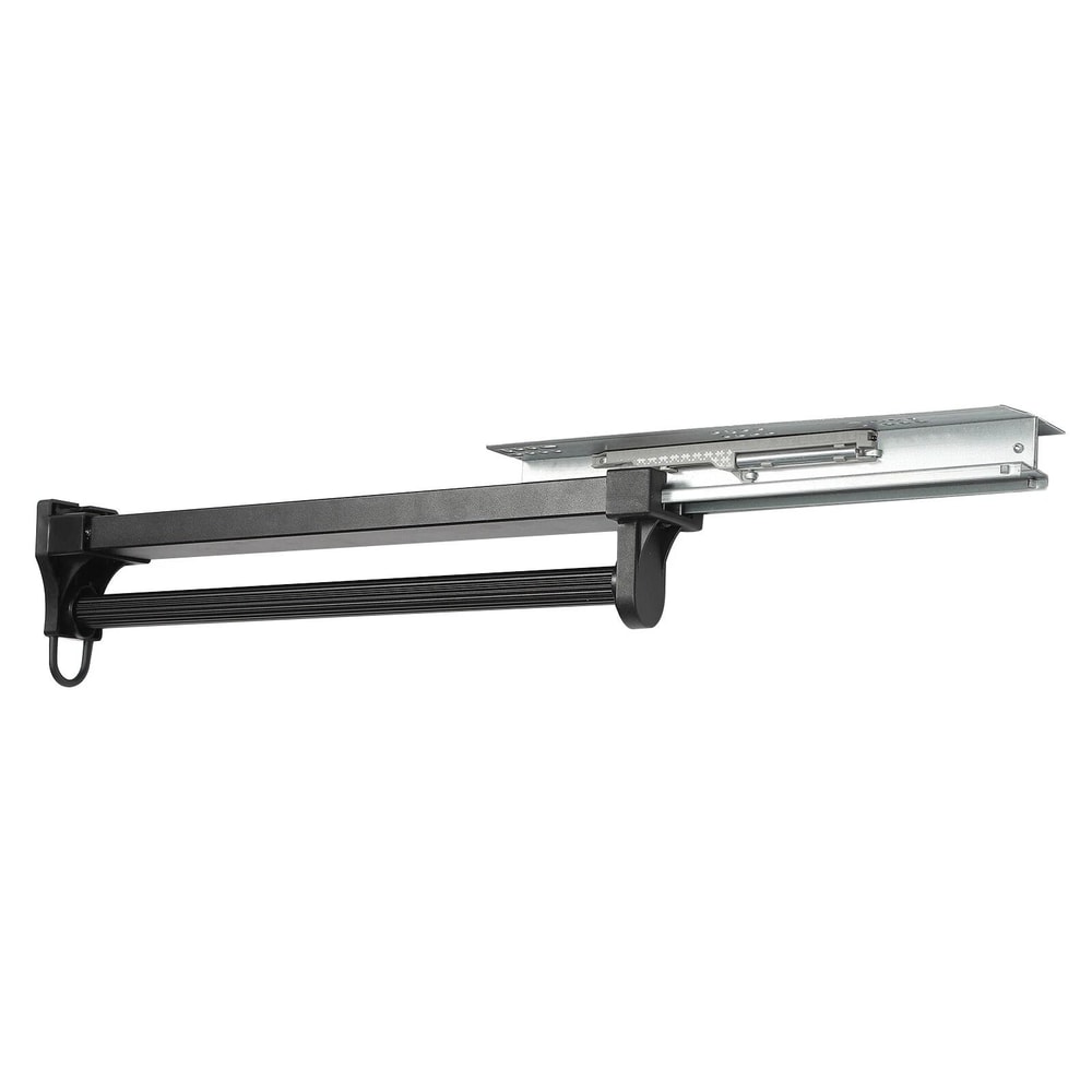 Adjustable Pull Out Closet Rod Black Wardrobe Clothes Hanger Rail 10