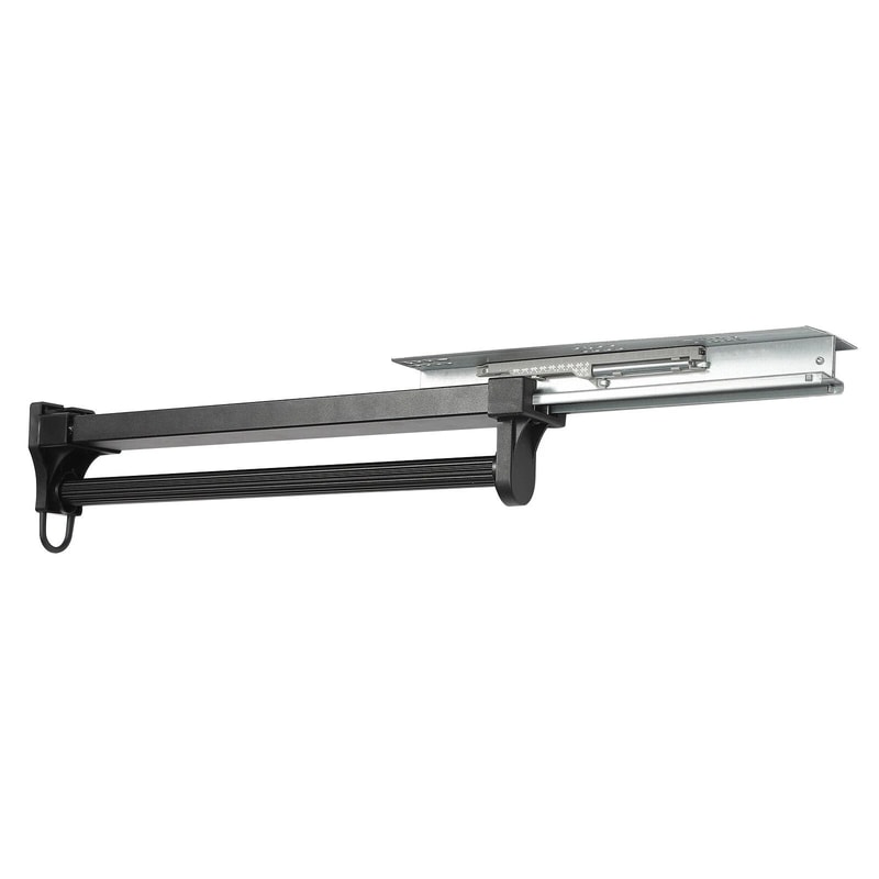 Adjustable Pull Out Closet Rod Black Wardrobe Clothes Hanger Rail 10