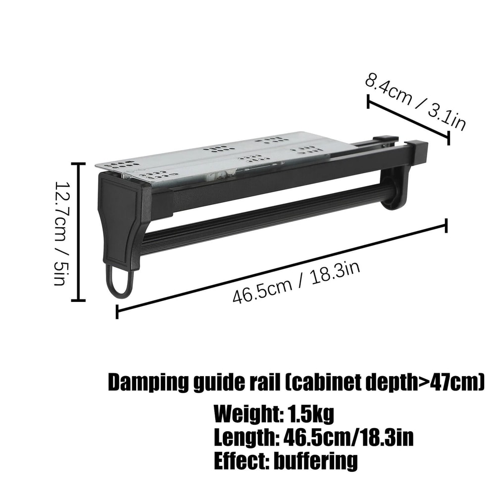 Adjustable Pull Out Closet Rod Black Wardrobe Clothes Hanger Rail 15