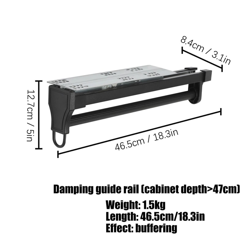 Adjustable Pull Out Closet Rod Black Wardrobe Clothes Hanger Rail 15