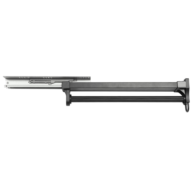Adjustable Pull Out Closet Rod Black Wardrobe Clothes Hanger Rail 8