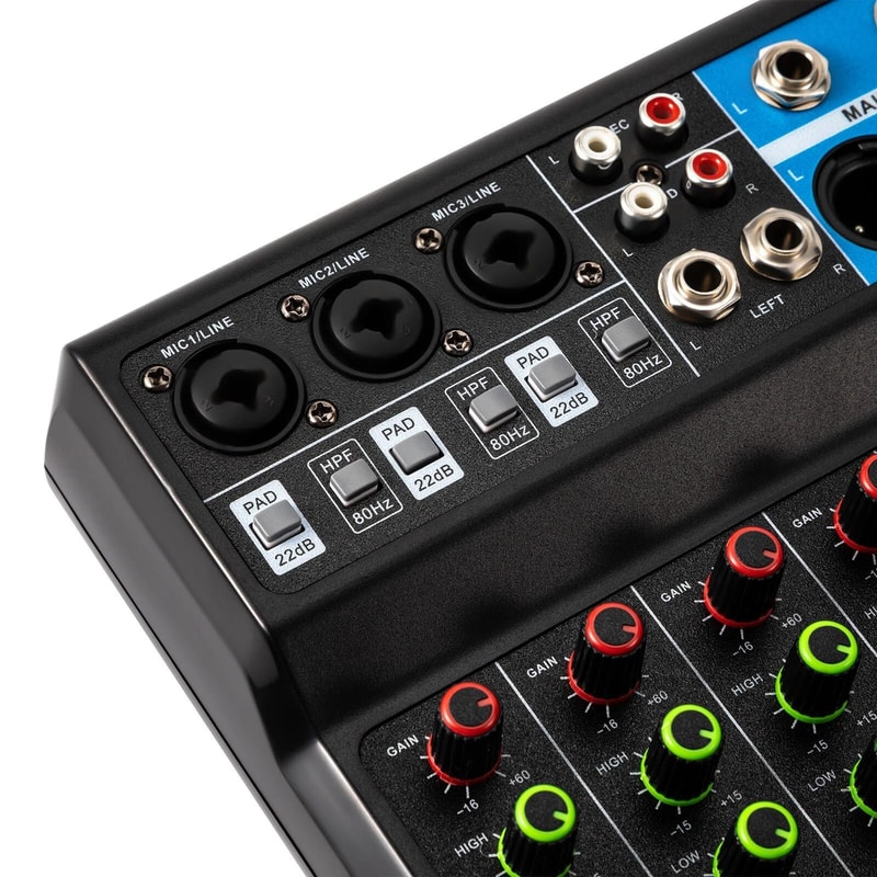 Channel Bluetooth Audio Mixer USB DJ Sound Console For Live Streaming And Studio Recording 6