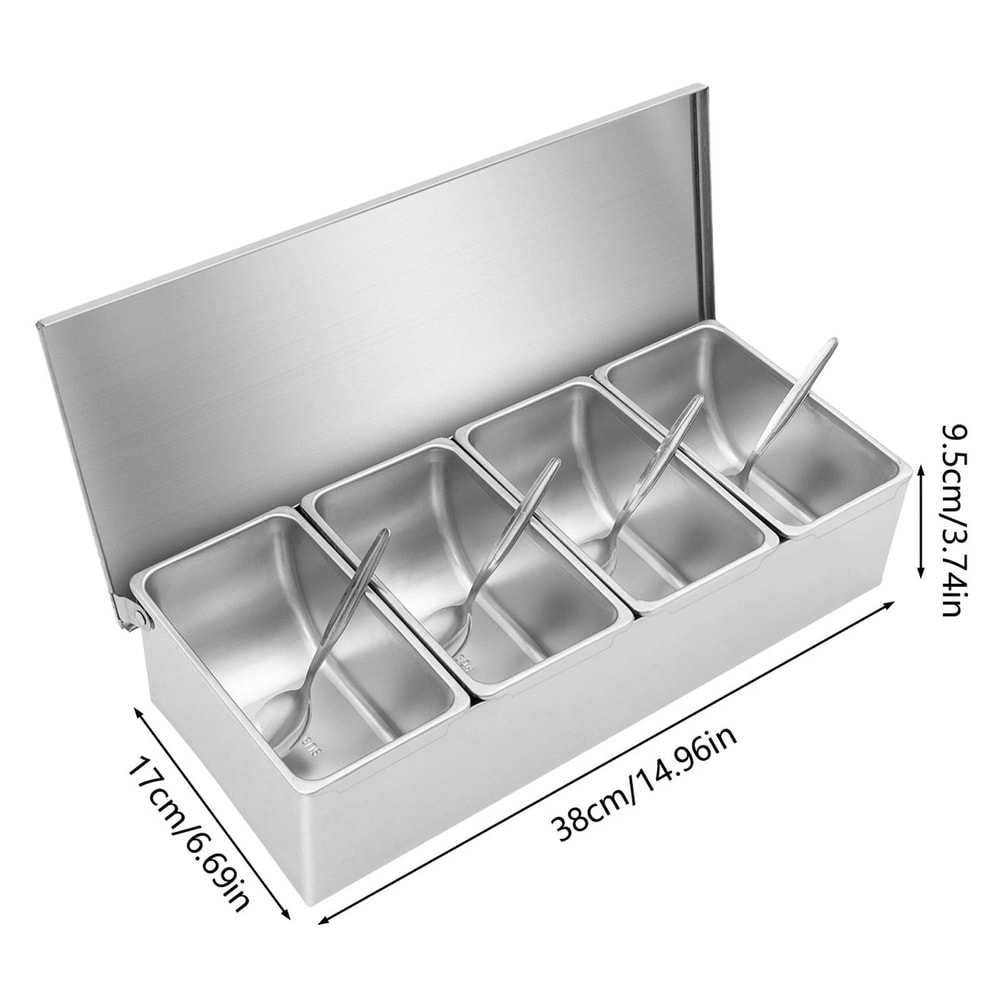 4 Slot Stainless Steel Condiment Organizer For Countertop Sauce And Spice Storage 6