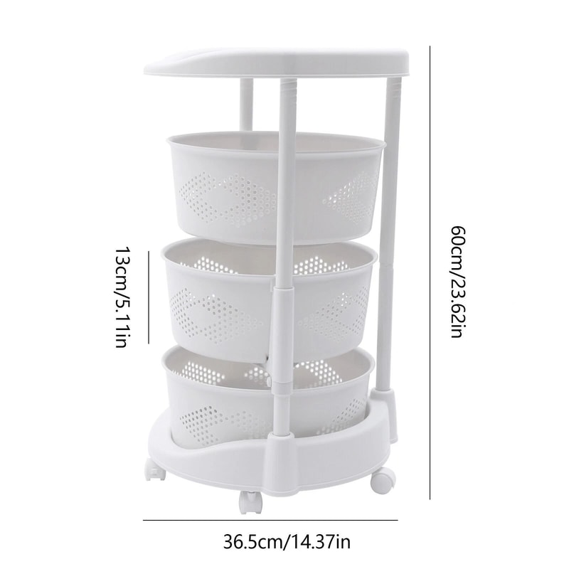 3 Tier Rotating Kitchen Storage Cart For Fruit And Vegetables 11