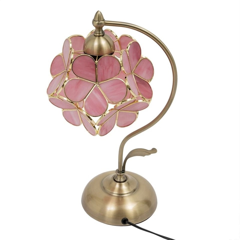 Cherry Blossom Tiffany Style Pink Glass Petal Desk Lamp 1