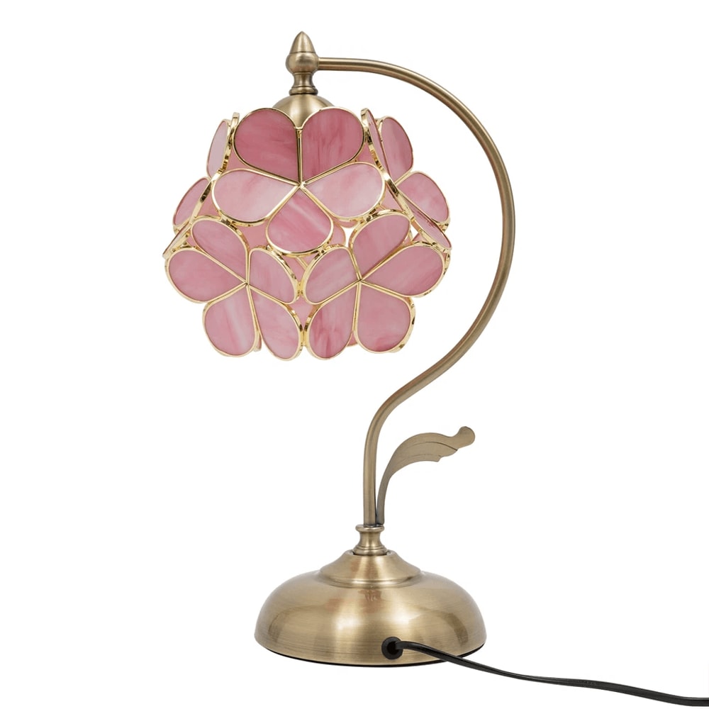 Cherry Blossom Tiffany Style Pink Glass Petal Desk Lamp 2