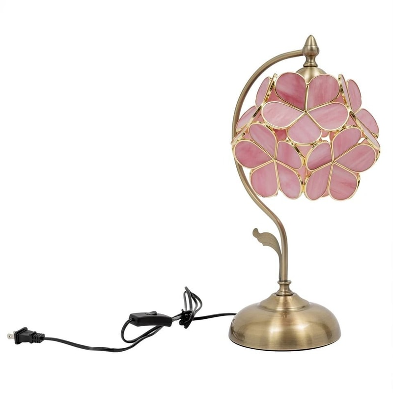 Cherry Blossom Tiffany Style Pink Glass Petal Desk Lamp 3