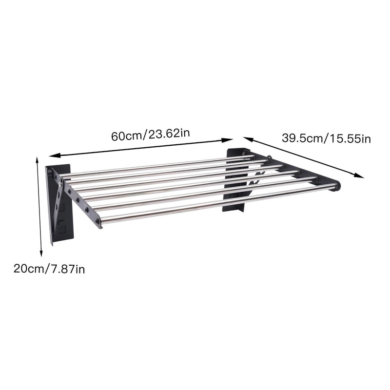 Wall Mounted Drying Rack Foldable Clothes Dryer Hanger For Space Saving Laundry Storage 11