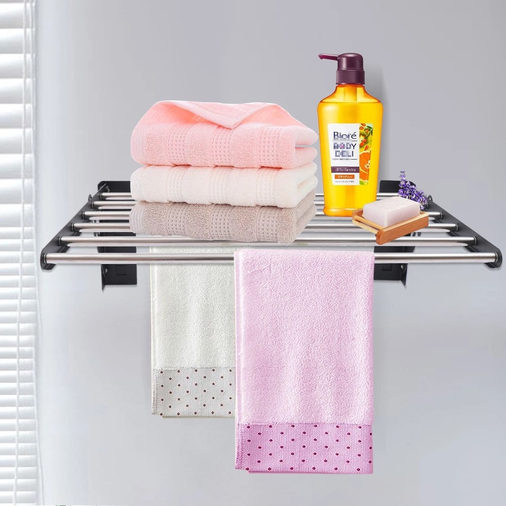 Wall Mounted Drying Rack Foldable Clothes Dryer Hanger For Space Saving Laundry Storage 7