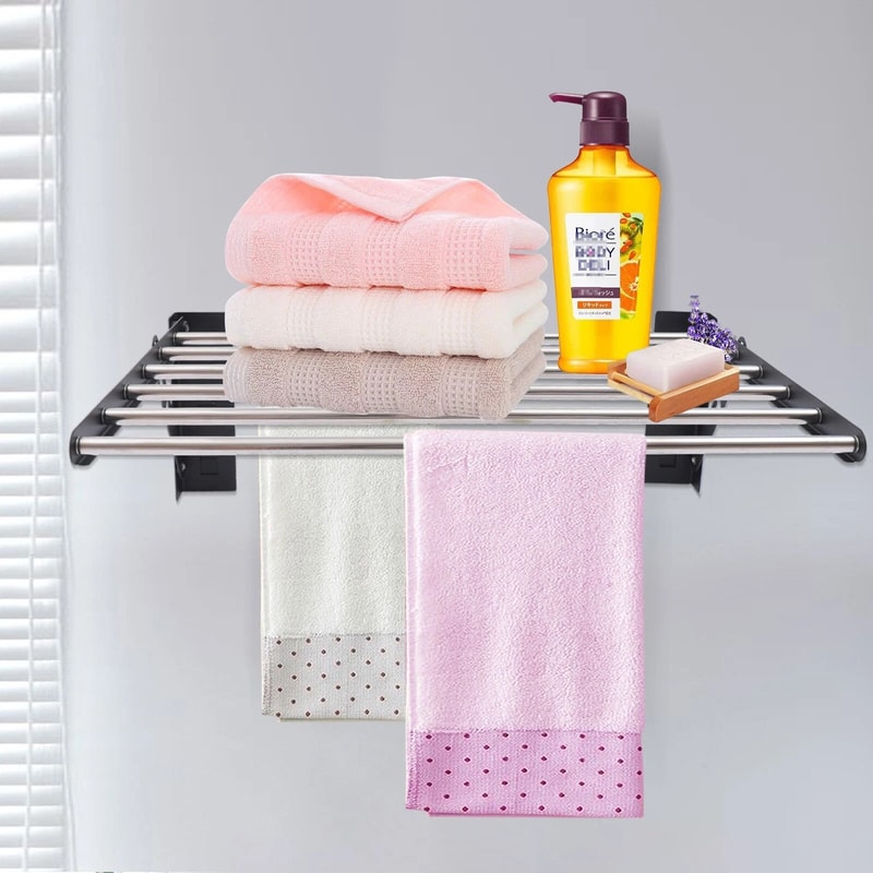 Wall Mounted Drying Rack Foldable Clothes Dryer Hanger For Space Saving Laundry Storage 7