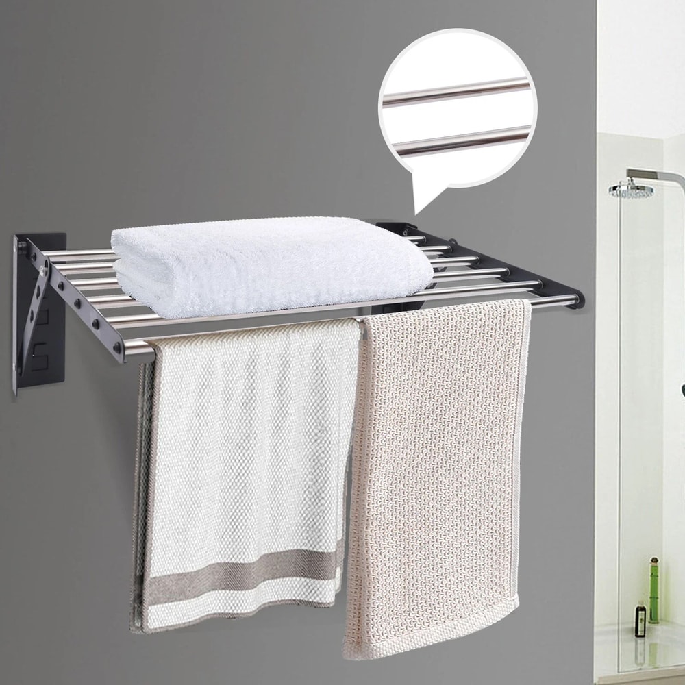 Wall Mounted Drying Rack Foldable Clothes Dryer Hanger For Space Saving Laundry Storage 9