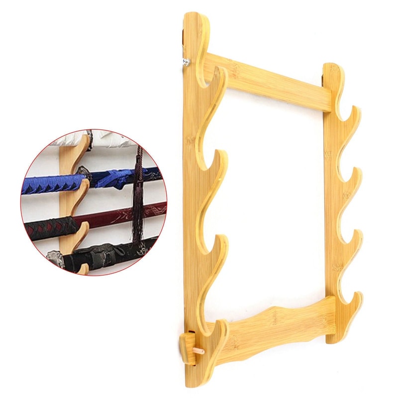 4 Tier Wall Mount Wooden Gun Rack Natural Finish Rifle And Shotgun Display Shelf 5