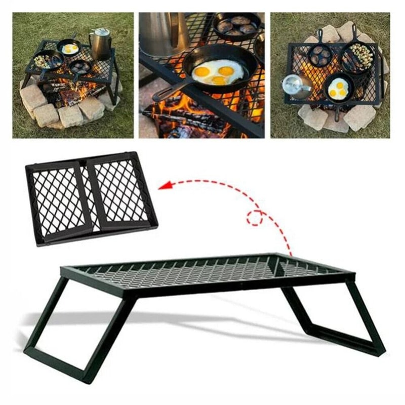 Foldable Camping Grill Grate Portable Fire Pit Cooking Stand 1