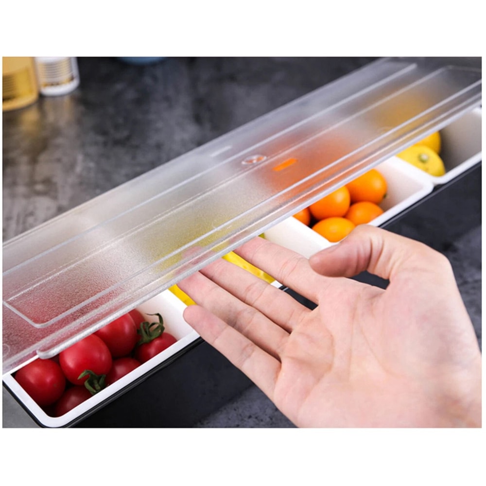 3 4 5 Compartment Fruit Caddy And Condiment Dispenser With Lid For Bar Toppings 7