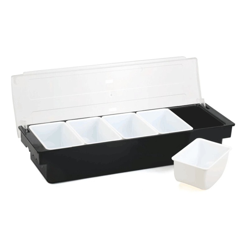 3 4 5 Compartment Fruit Caddy And Condiment Dispenser With Lid For Bar Toppings 9