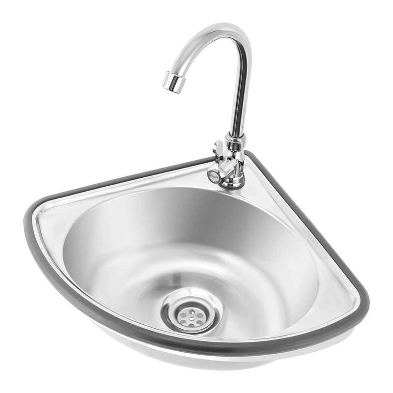 Space Saving Stainless Steel Corner Sink With Faucet For Bar RV And Small Kitchen 1
