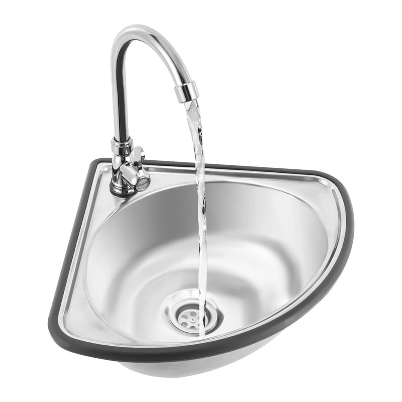 Space Saving Stainless Steel Corner Sink With Faucet For Bar RV And Small Kitchen 10