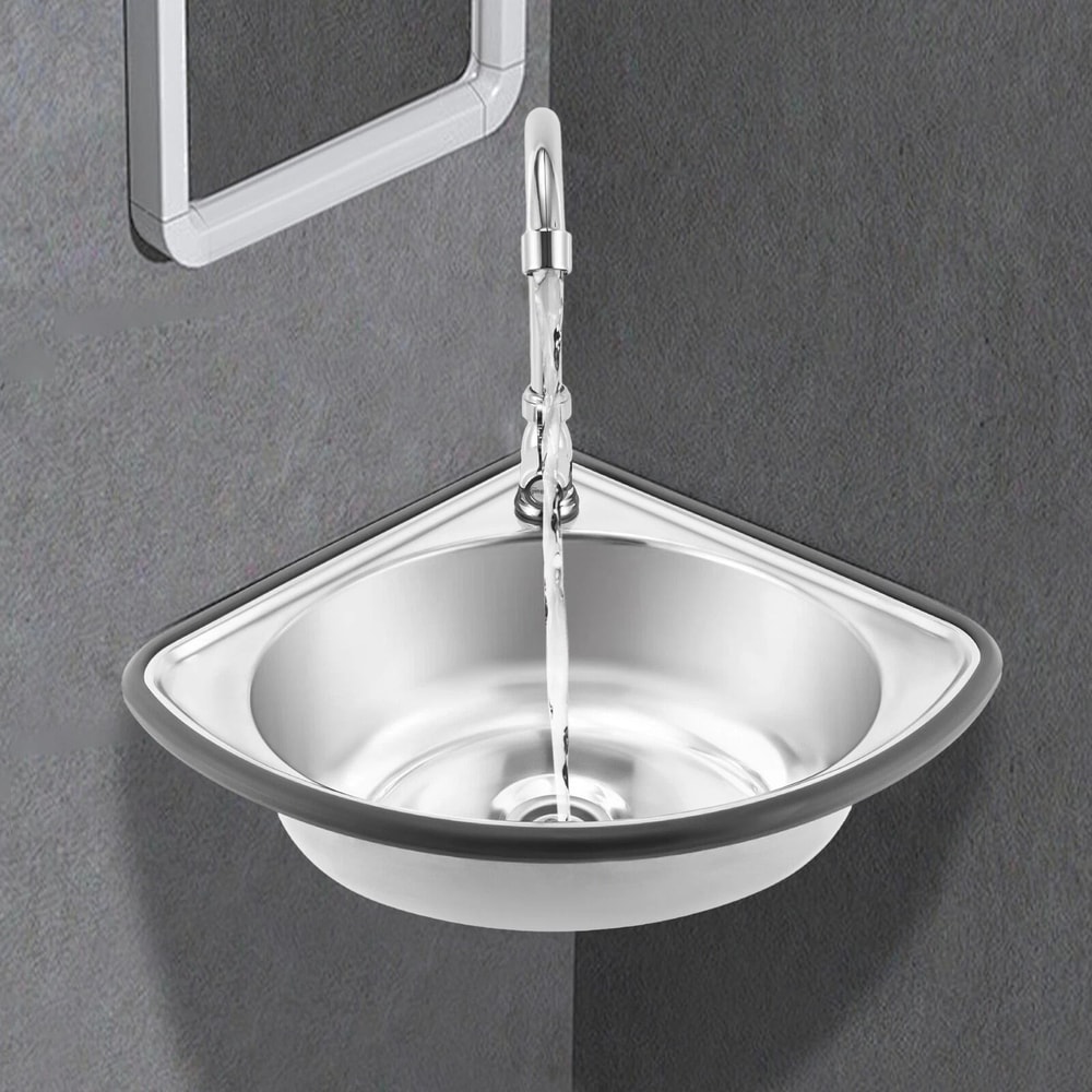 Space Saving Stainless Steel Corner Sink With Faucet For Bar RV And Small Kitchen 0
