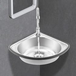 space saving stainless steel corner sink with faucet for bar, rv and small kitchen