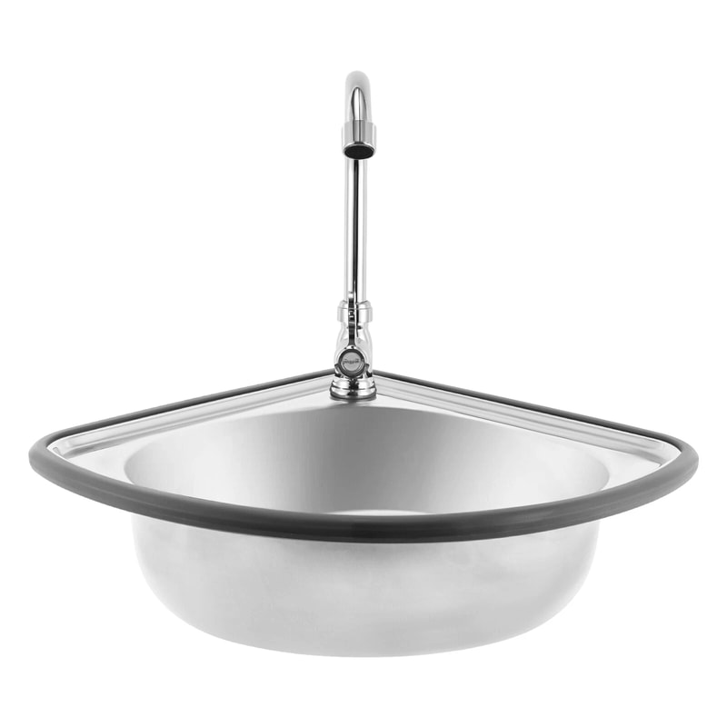 Space Saving Stainless Steel Corner Sink With Faucet For Bar RV And Small Kitchen 6
