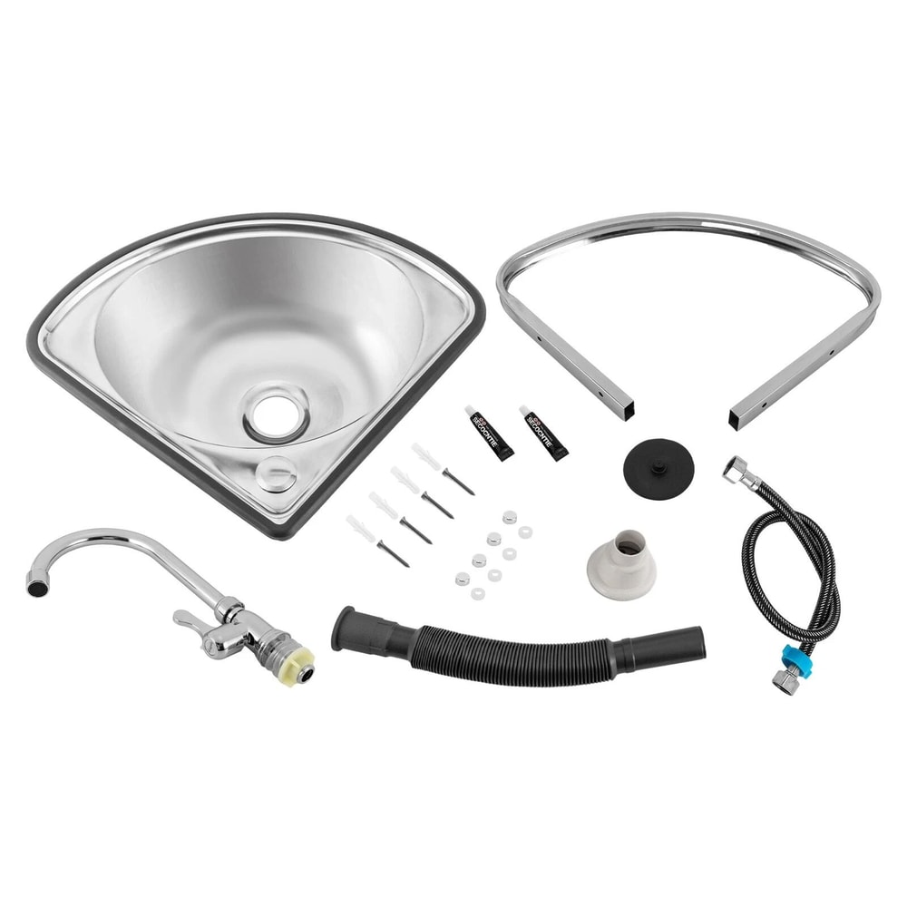 Space Saving Stainless Steel Corner Sink With Faucet For Bar RV And Small Kitchen 7