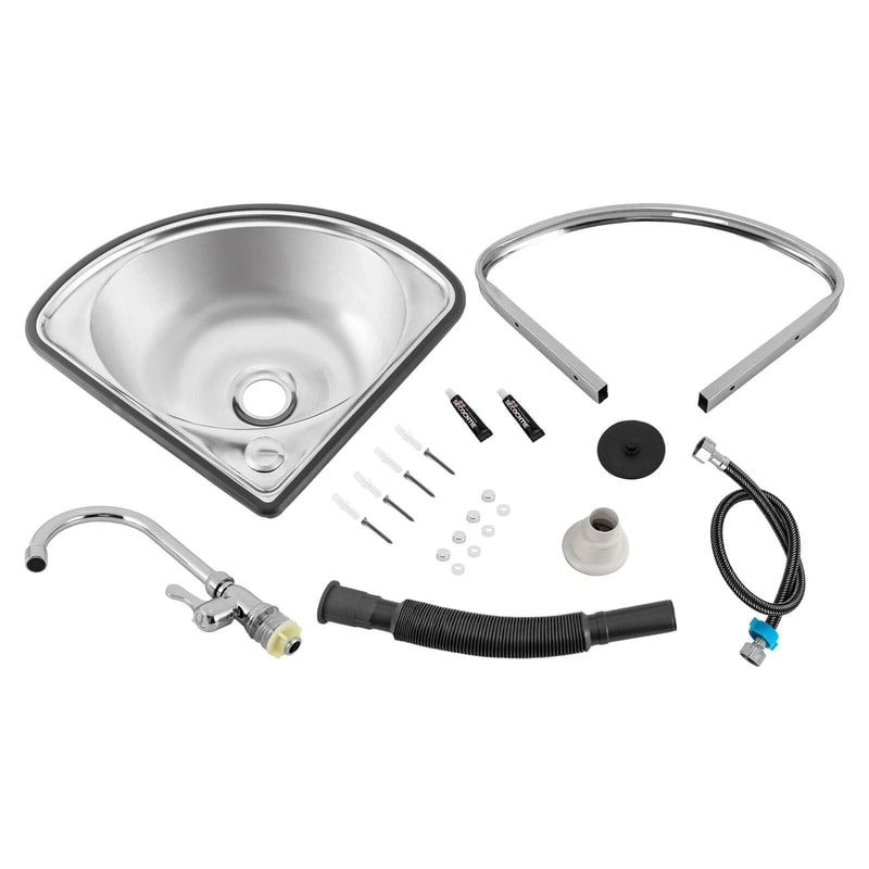 Space Saving Stainless Steel Corner Sink With Faucet For Bar RV And Small Kitchen 7