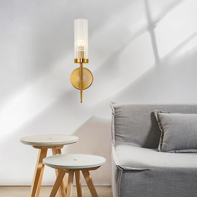 Modern Gold Wall Sconce With Glass Lampshade For Bedroom Hallway 14