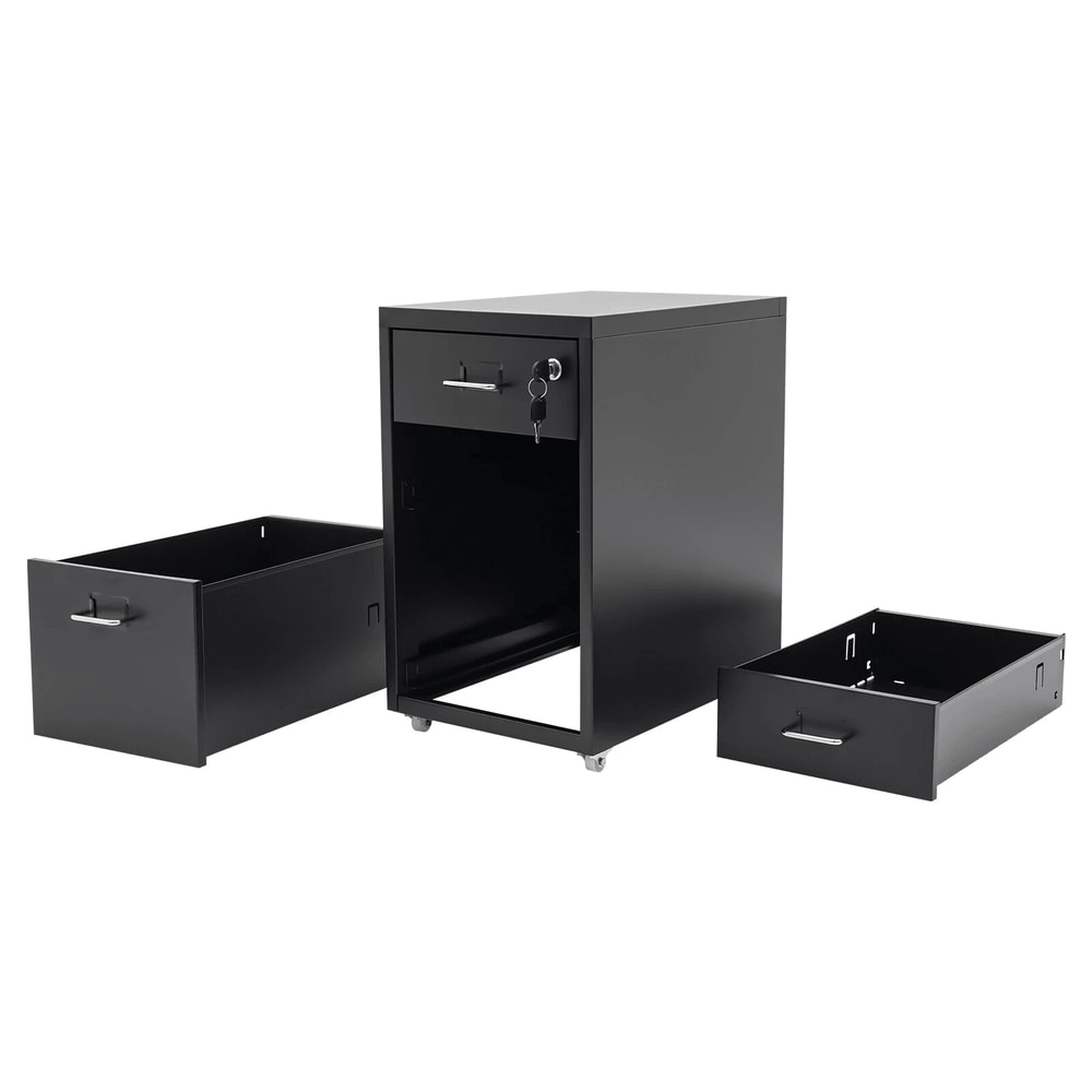 Mobile 3 Drawer File Cabinet With Lock For Home Office Storage 1