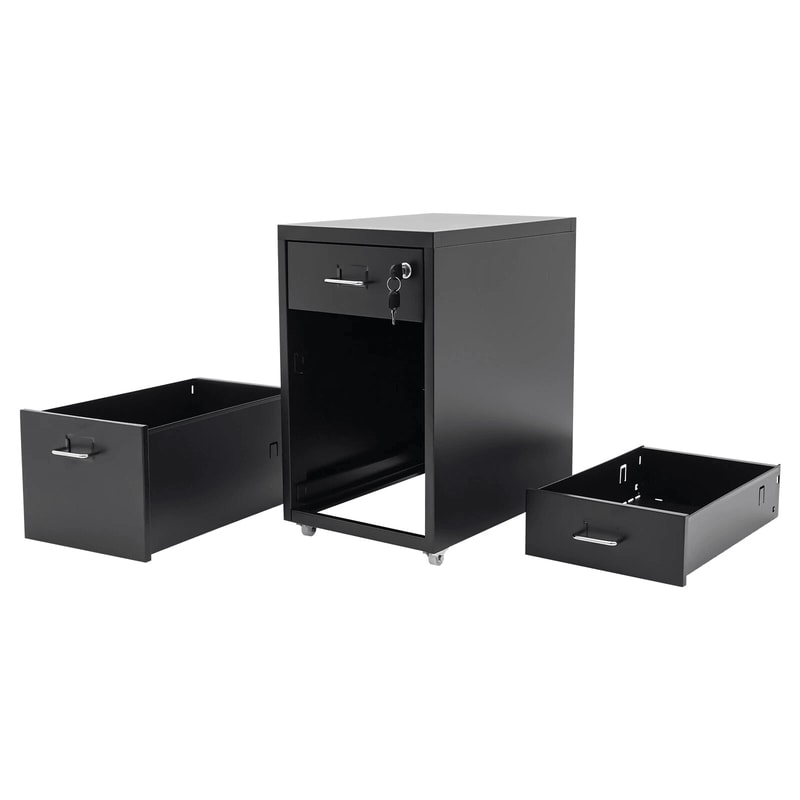 Mobile 3 Drawer File Cabinet With Lock For Home Office Storage 1