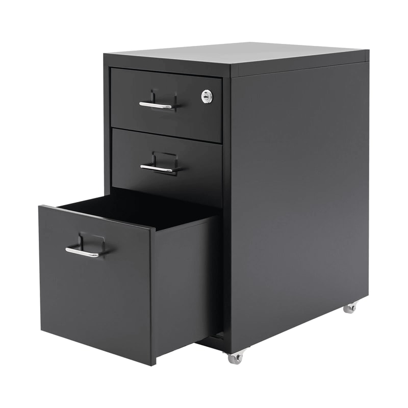Mobile 3 Drawer File Cabinet With Lock For Home Office Storage 3