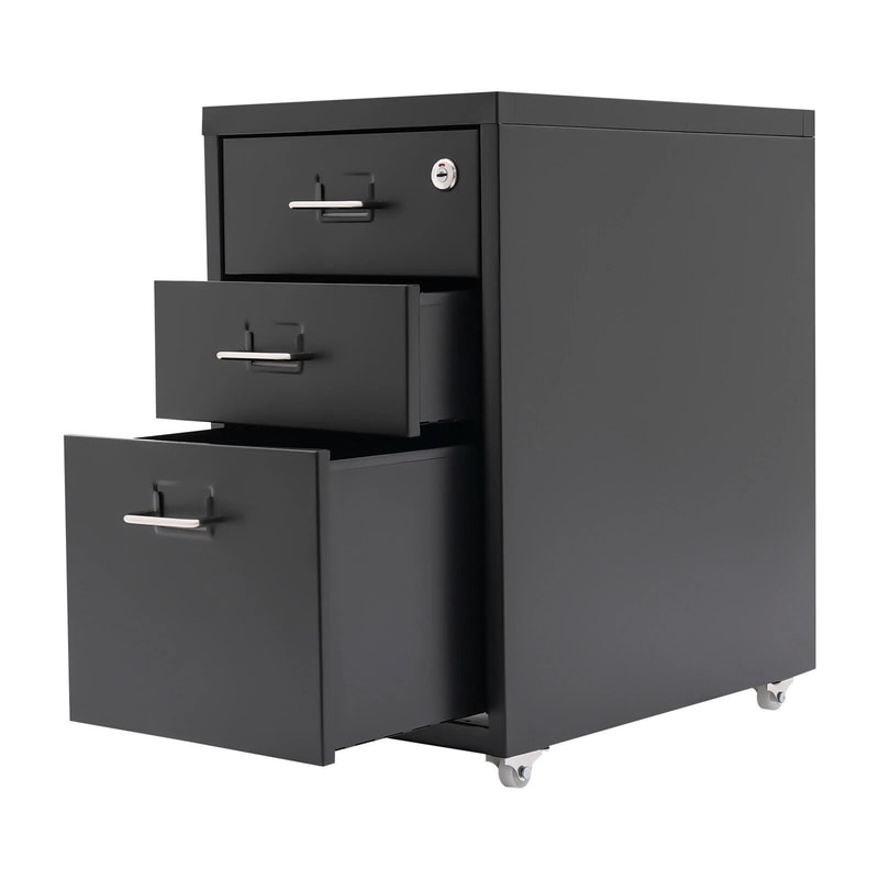 Mobile 3 Drawer File Cabinet With Lock For Home Office Storage 6
