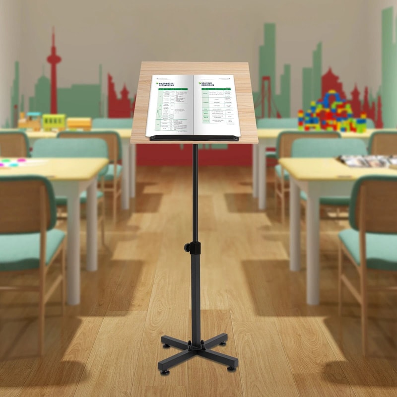 Portable 360 Adjustable Podium Stand With Laptop Holder For Teaching Presentations 3