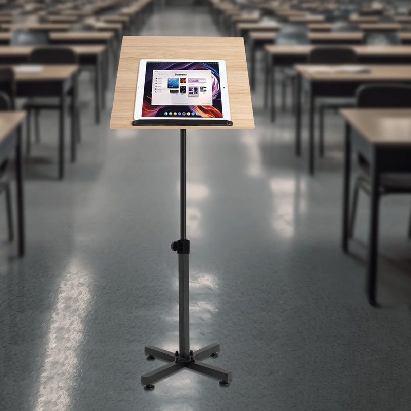 Portable 360 Adjustable Podium Stand With Laptop Holder For Teaching Presentations 5