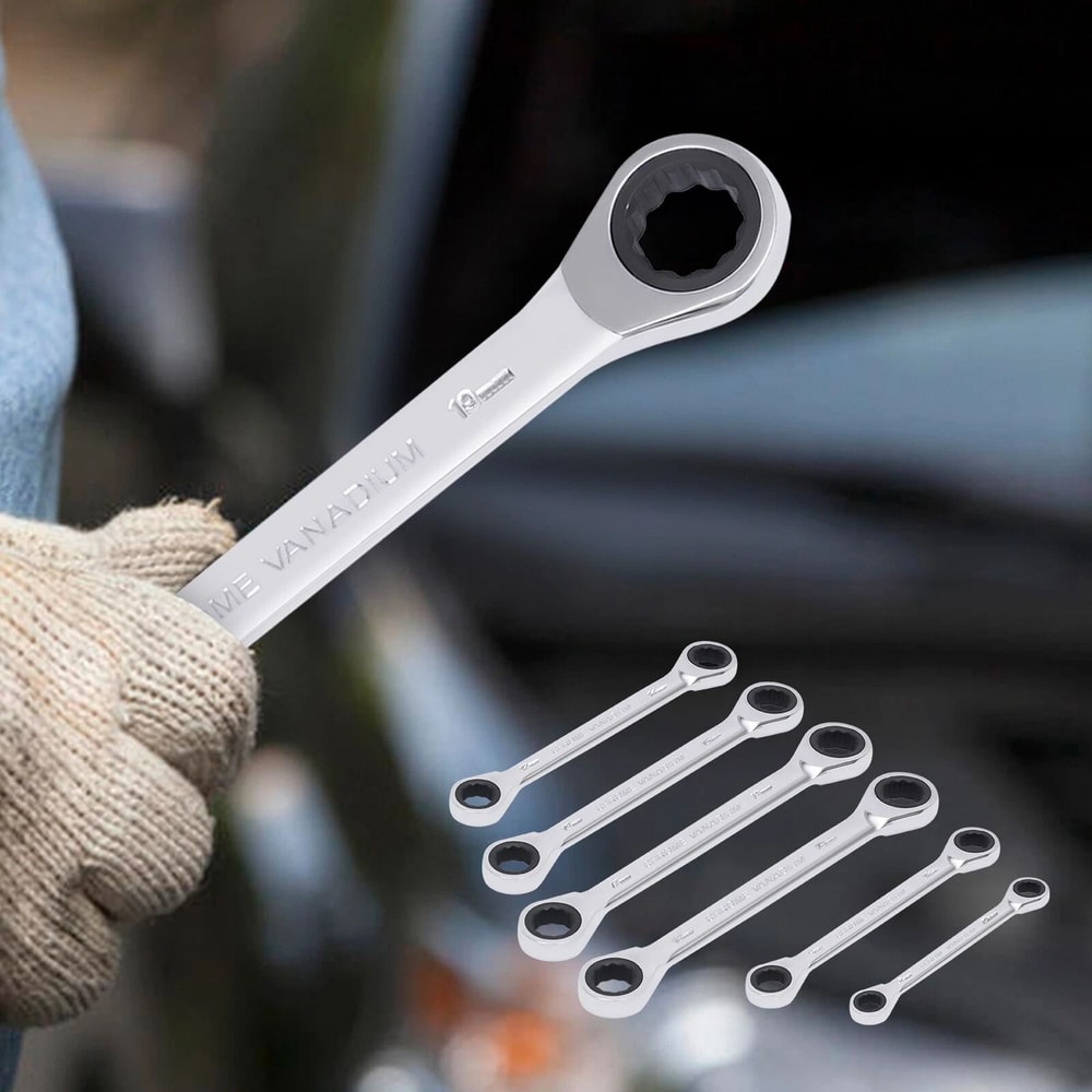 Extra Long Ratcheting Wrench Set Metric Double Box End Spanners 0