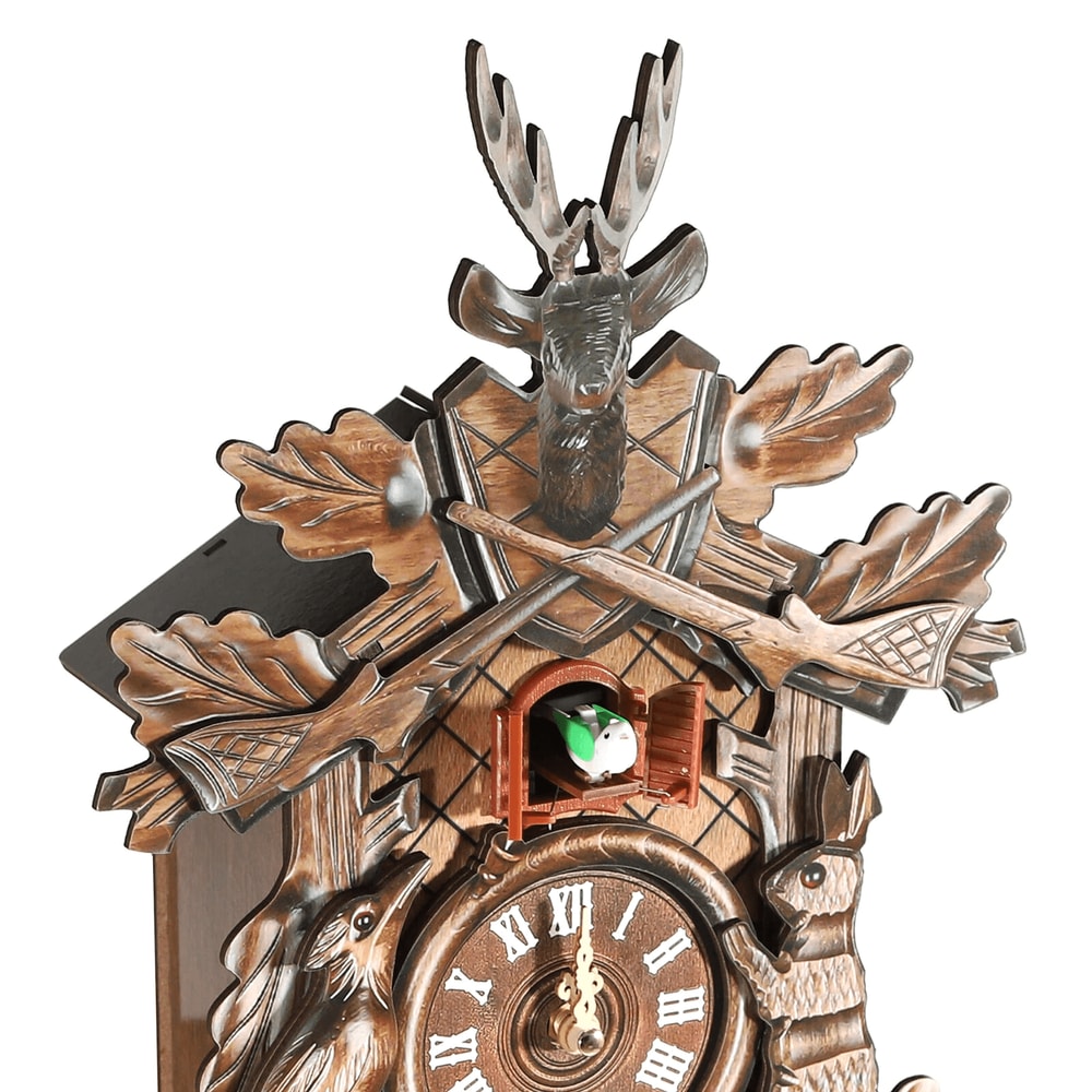 Vintage Style Black Forest Wooden Hunter Cuckoo Wall Clock 1