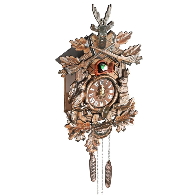 Vintage Style Black Forest Wooden Hunter Cuckoo Wall Clock 2