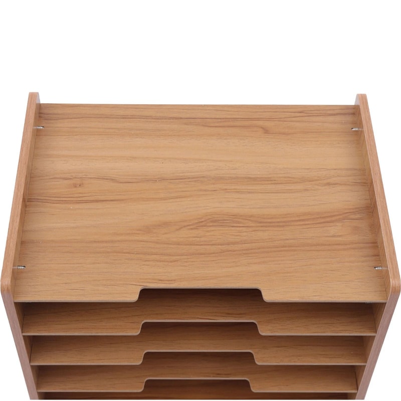 7 Tier Desk File Organizer Wooden A4 Letter Tray For Office Document Storage 1