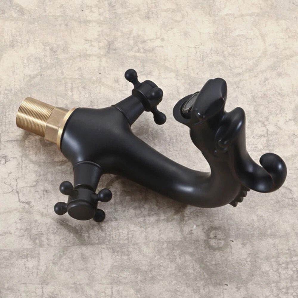 Black Waterfall Vessel Sink Faucet Oil Rubbed Brass Mixer Tap 4