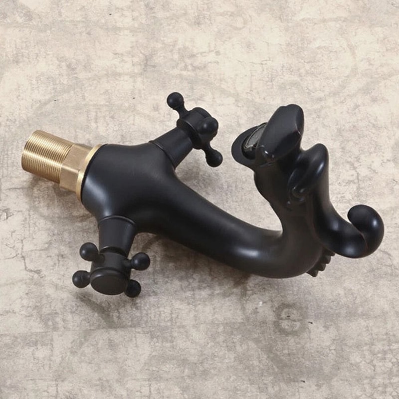 Black Waterfall Vessel Sink Faucet Oil Rubbed Brass Mixer Tap 4