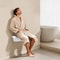 White ABS Folding Shower Seat Wall Mounted Foldable Shower Bench 11