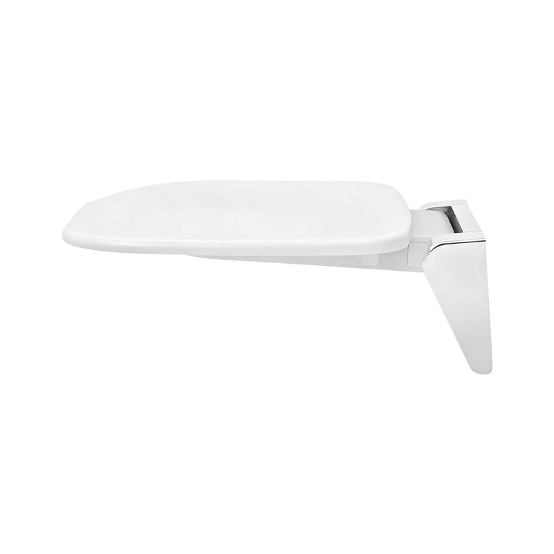 White ABS Folding Shower Seat Wall Mounted Foldable Shower Bench 2