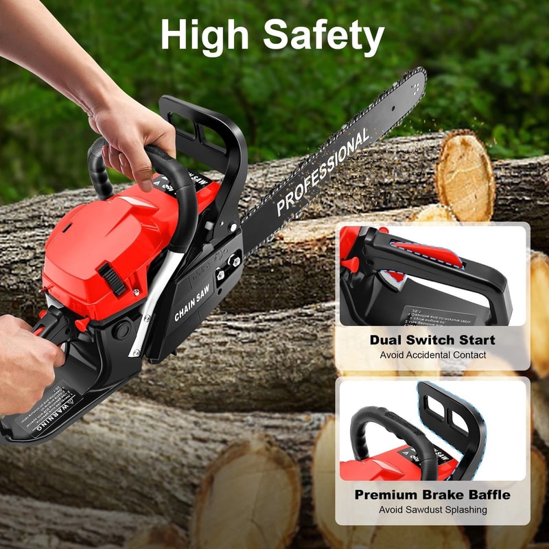 2 Stroke Gas Chainsaw 20 Inch Wood Cutting Chain Saw 9
