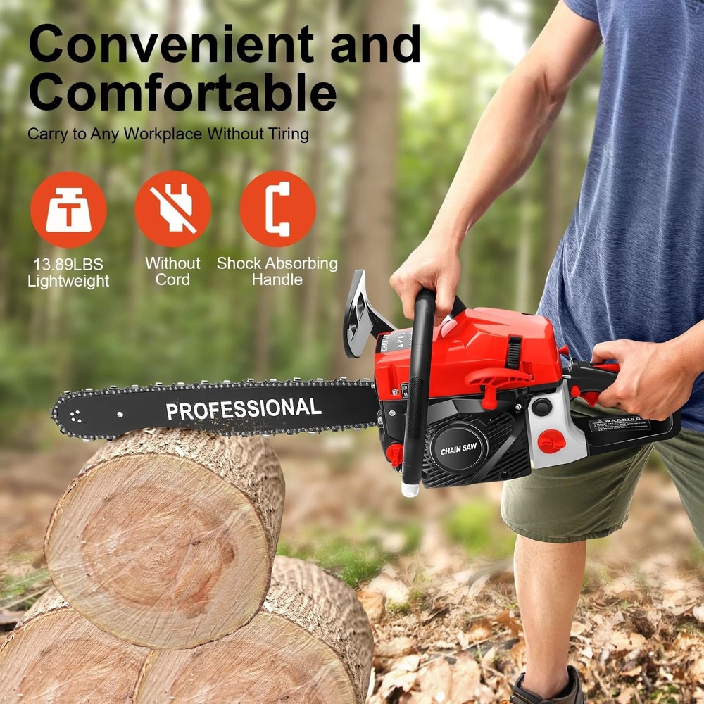 2 Stroke Gas Chainsaw 20 Inch Wood Cutting Chain Saw 10
